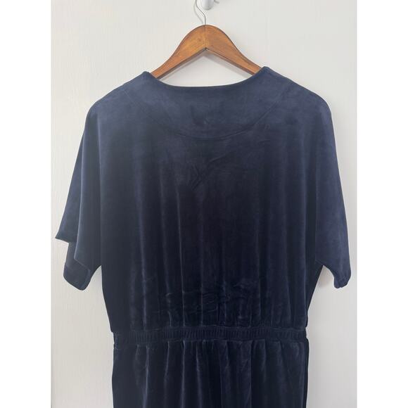 Saturday Sunday By Anthro Navy Blue Velour V Neck Ankle Rise Jumpsuit Size Small - Picture 7 of 10